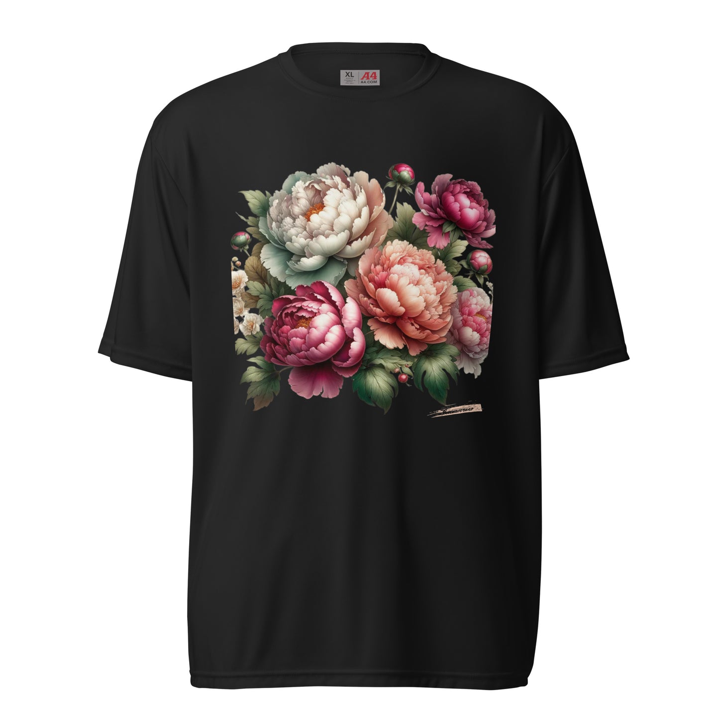Unisex performance crew neck t-shirt Flower 8 Peony