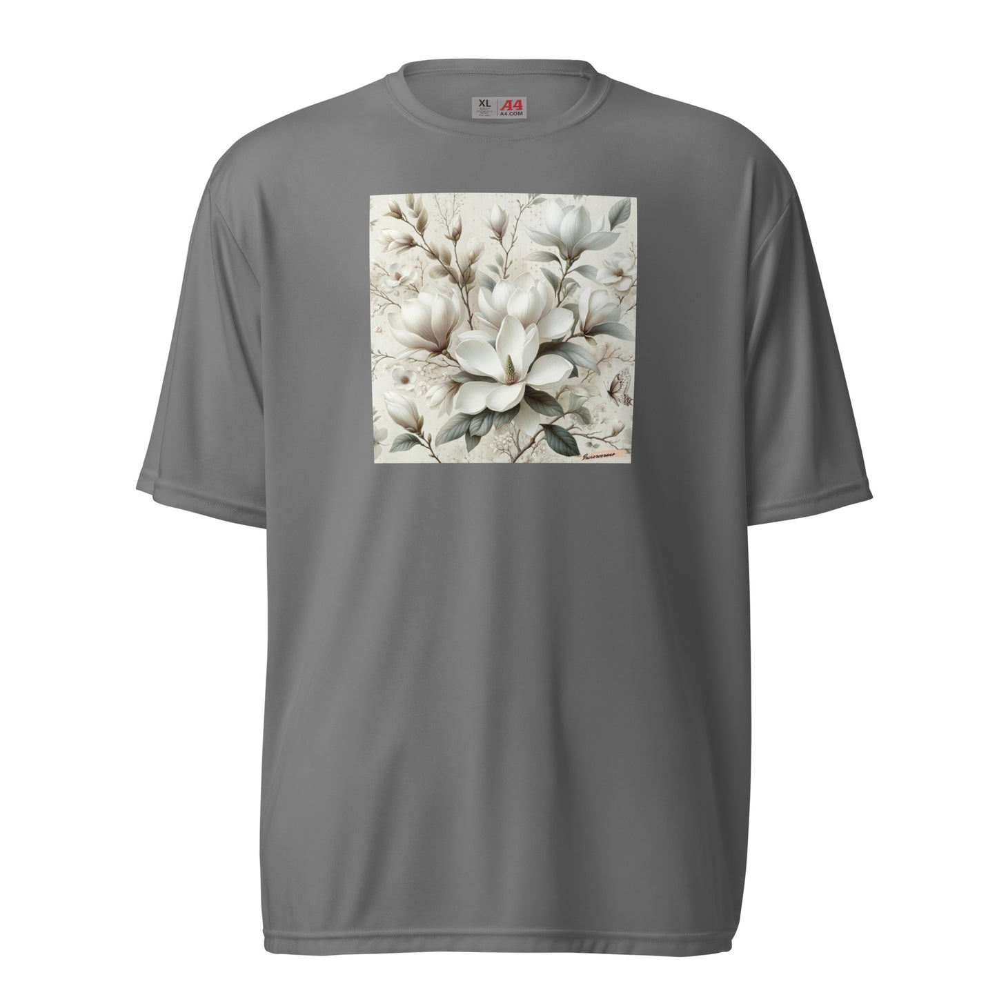 Unisex performance crew neck t-shirt Flower 23 Magnolia White