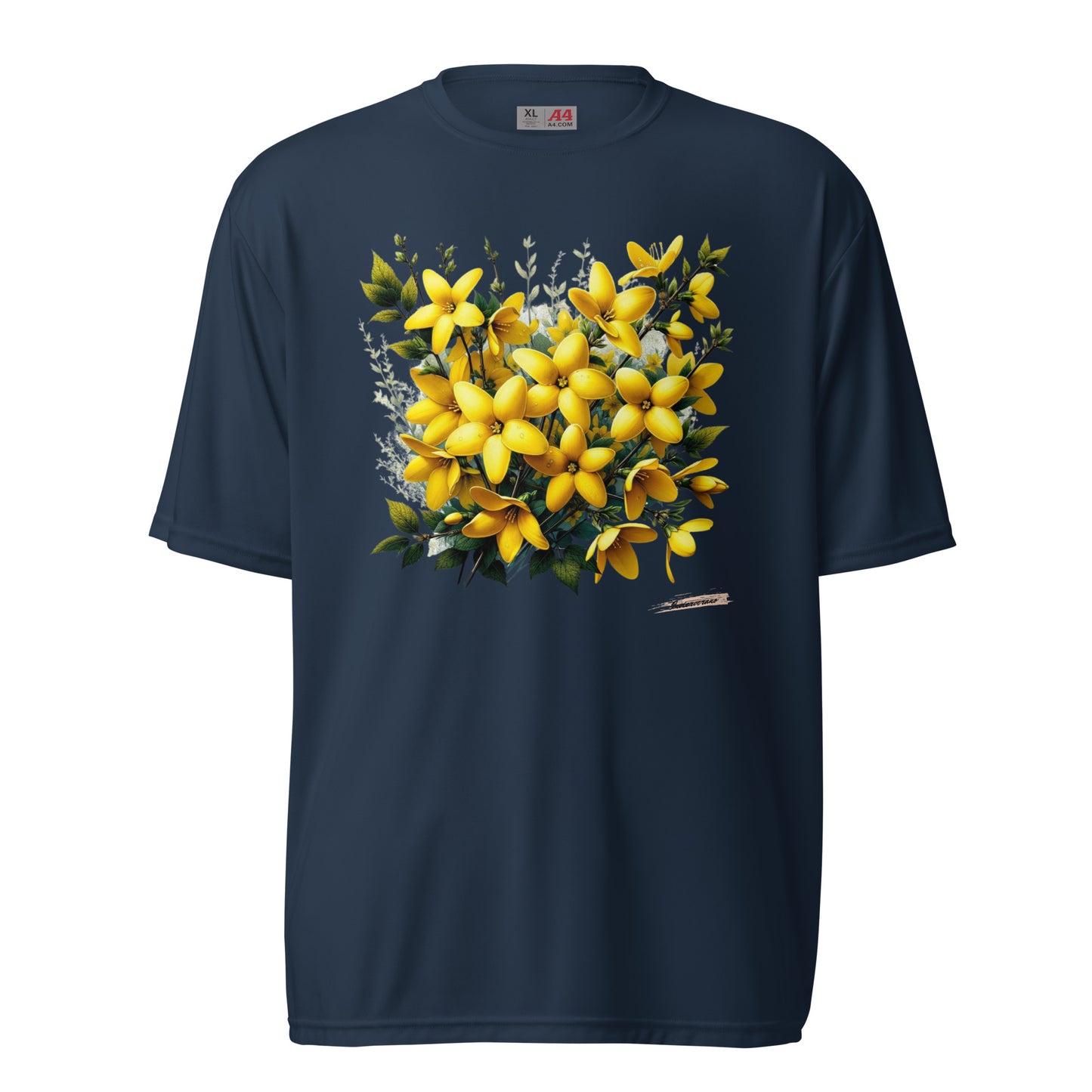 Unisex performance crew neck t-shirt Flower 1 Forsythia