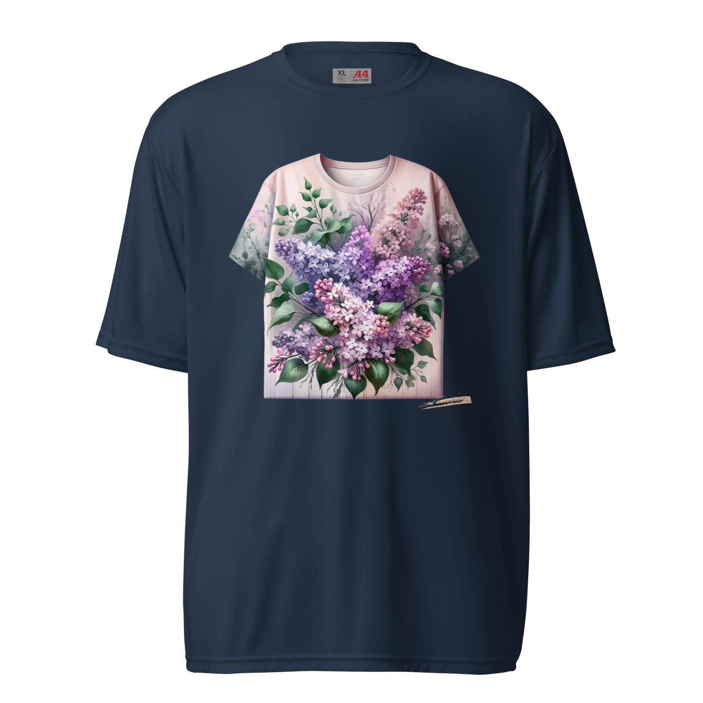 Unisex performance crew neck t-shirt Flower 4 Lilac