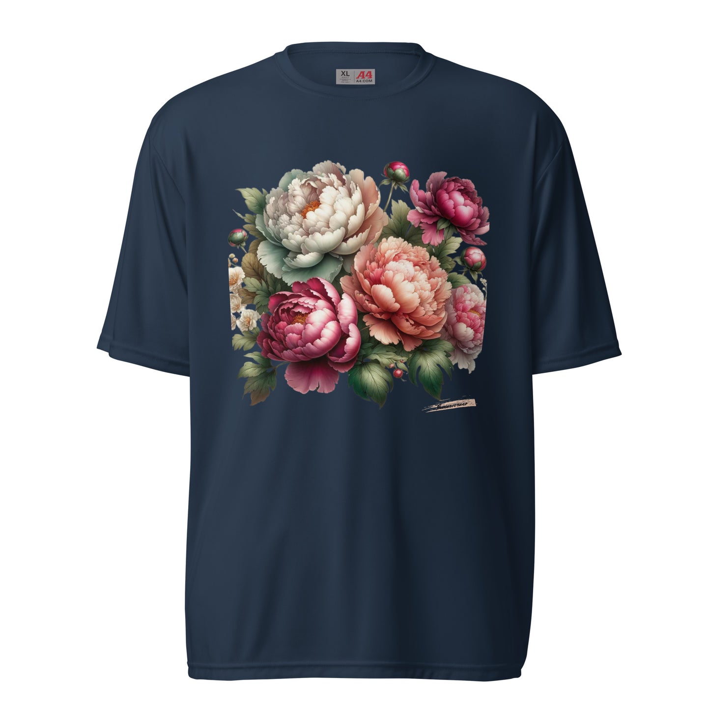 Unisex performance crew neck t-shirt Flower 8 Peony