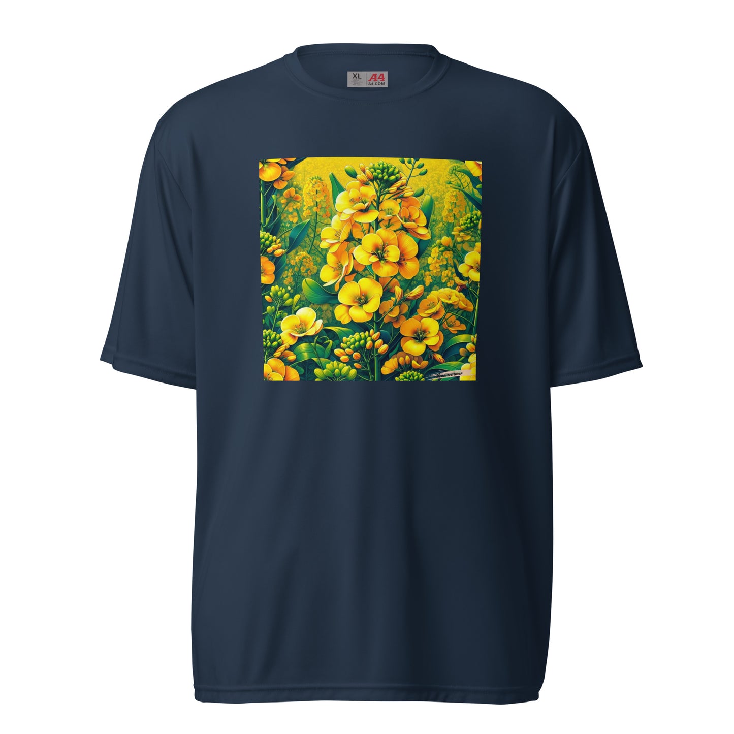 Unisex performance crew neck t-shirt Flower 15 Rapeseed
