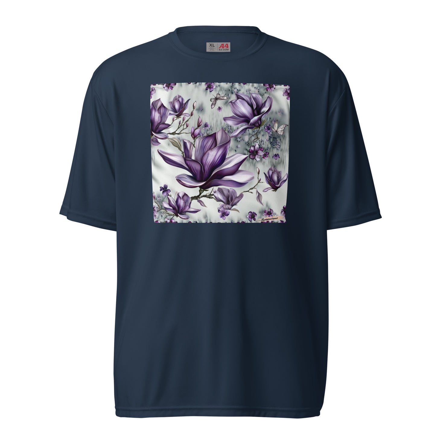 Unisex performance crew neck t-shirt Flower 26 Magnolia Purple