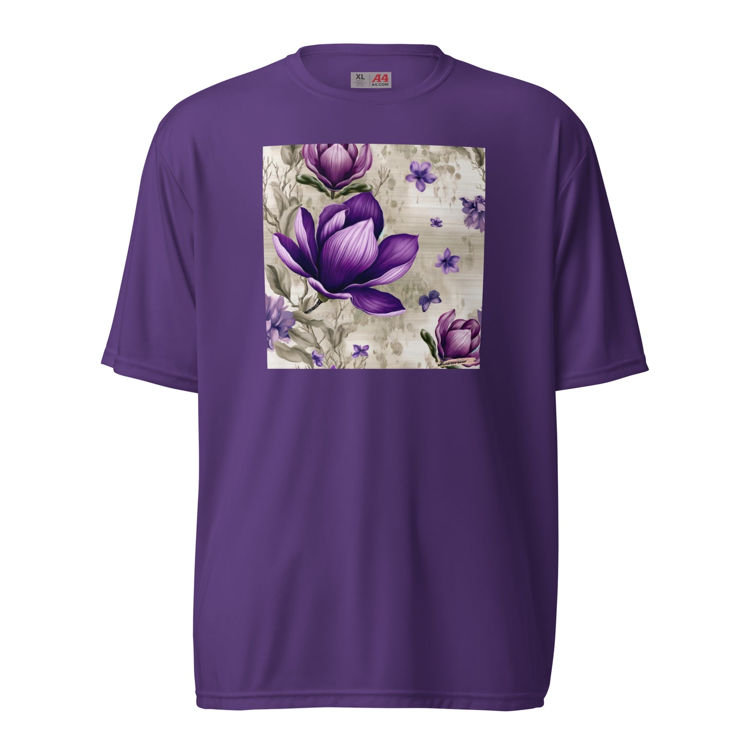 Unisex performance crew neck t-shirt Flower 25 Magnolia Purple