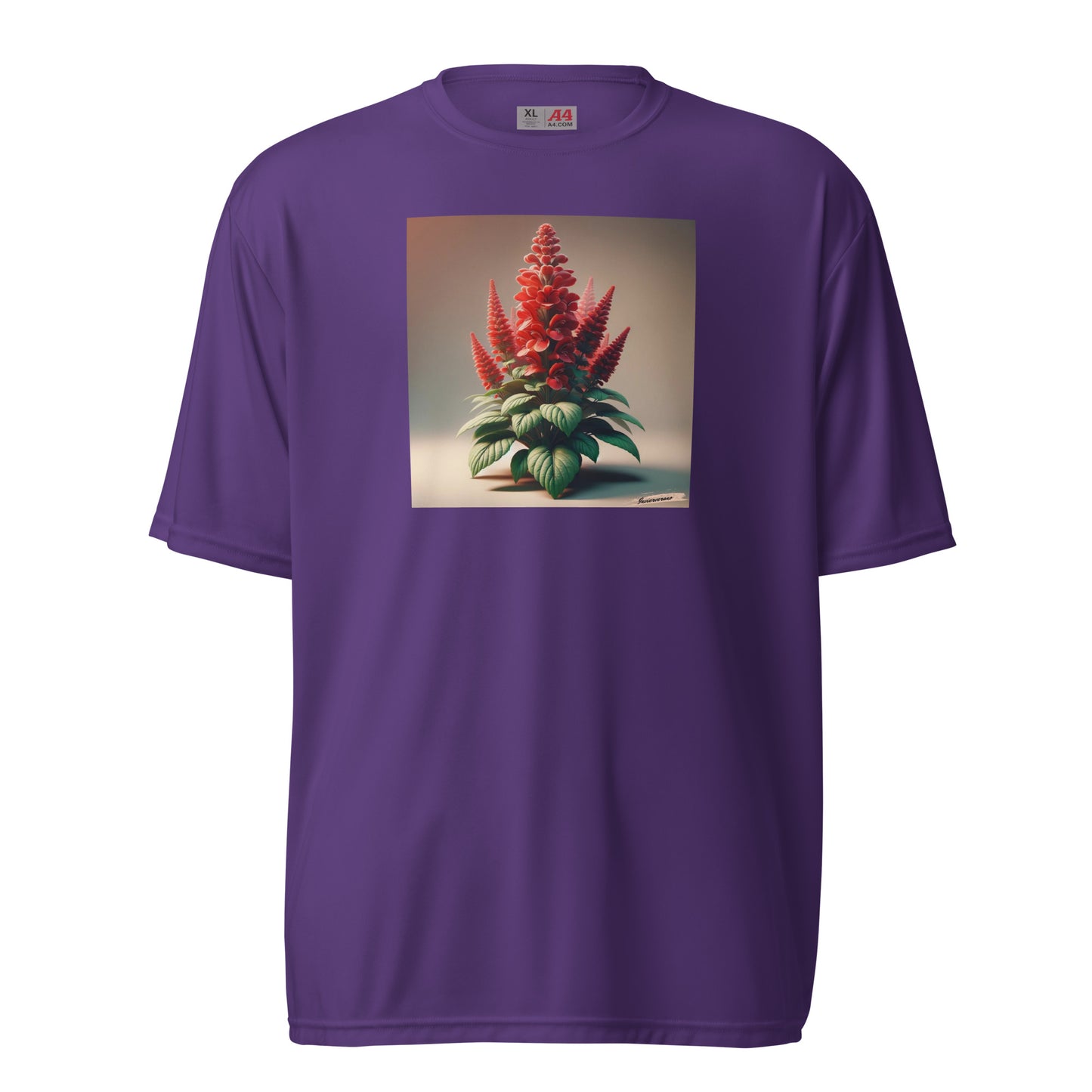 Unisex performance crew neck t-shirt Flower 28 Salvia Splendens