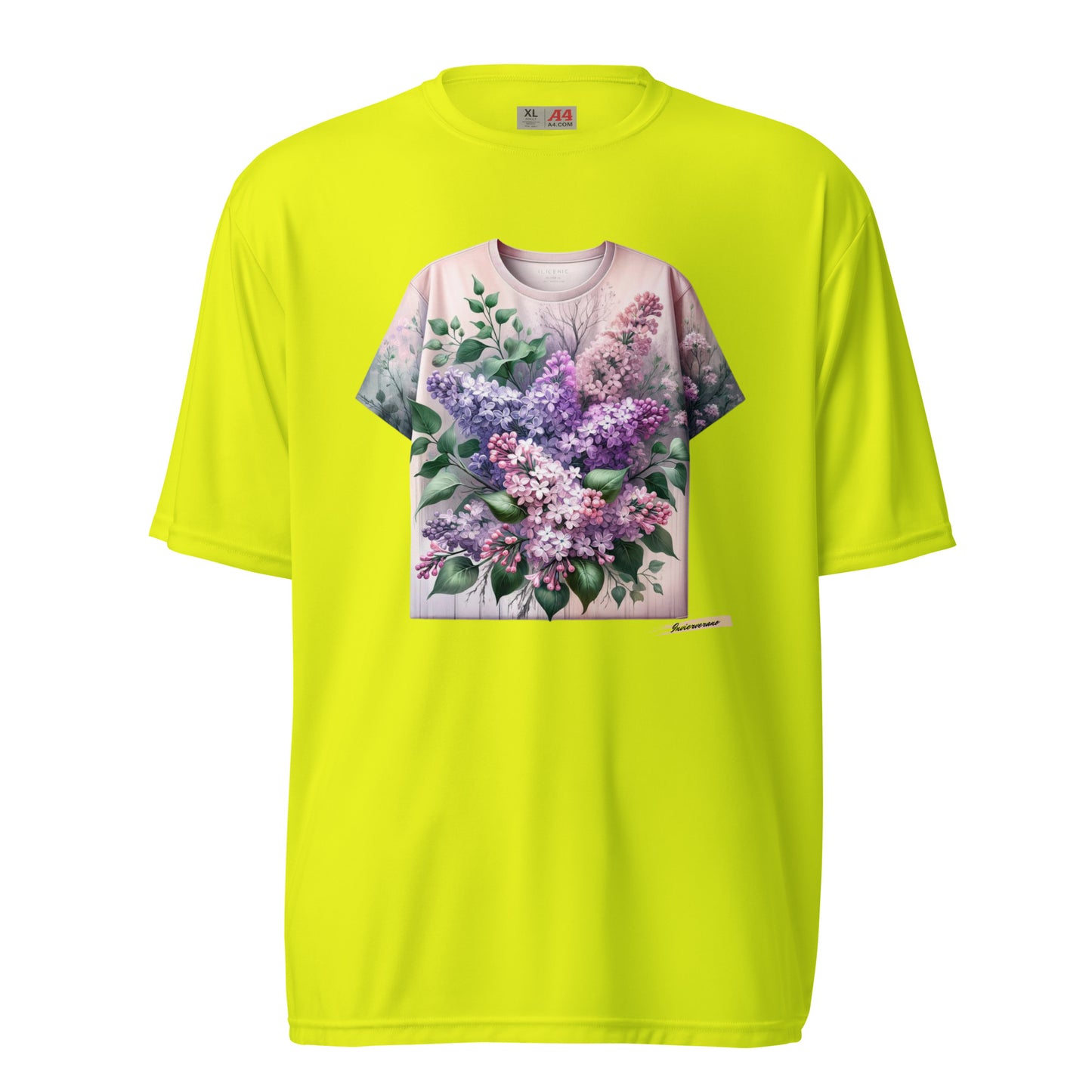 Unisex performance crew neck t-shirt Flower 4 Lilac