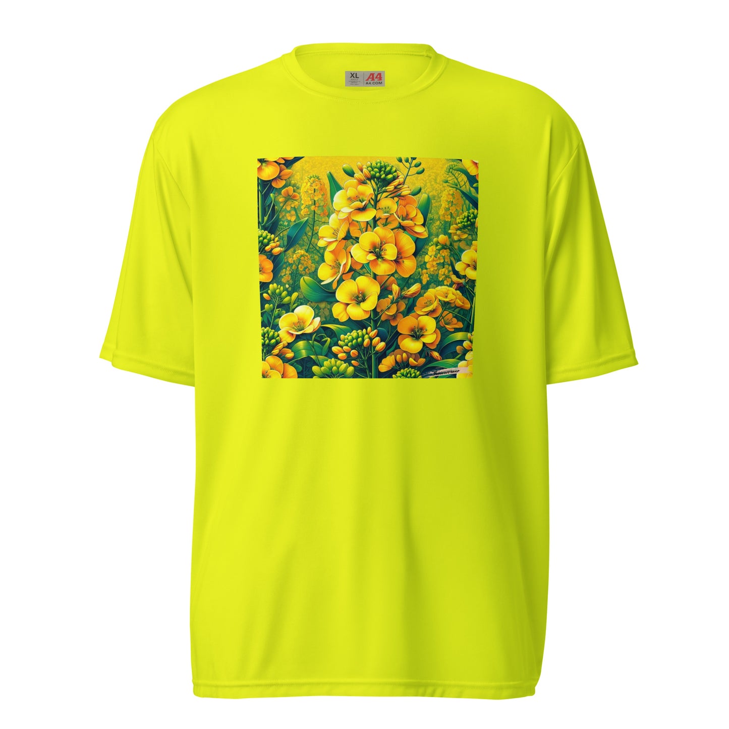 Unisex performance crew neck t-shirt Flower 15 Rapeseed