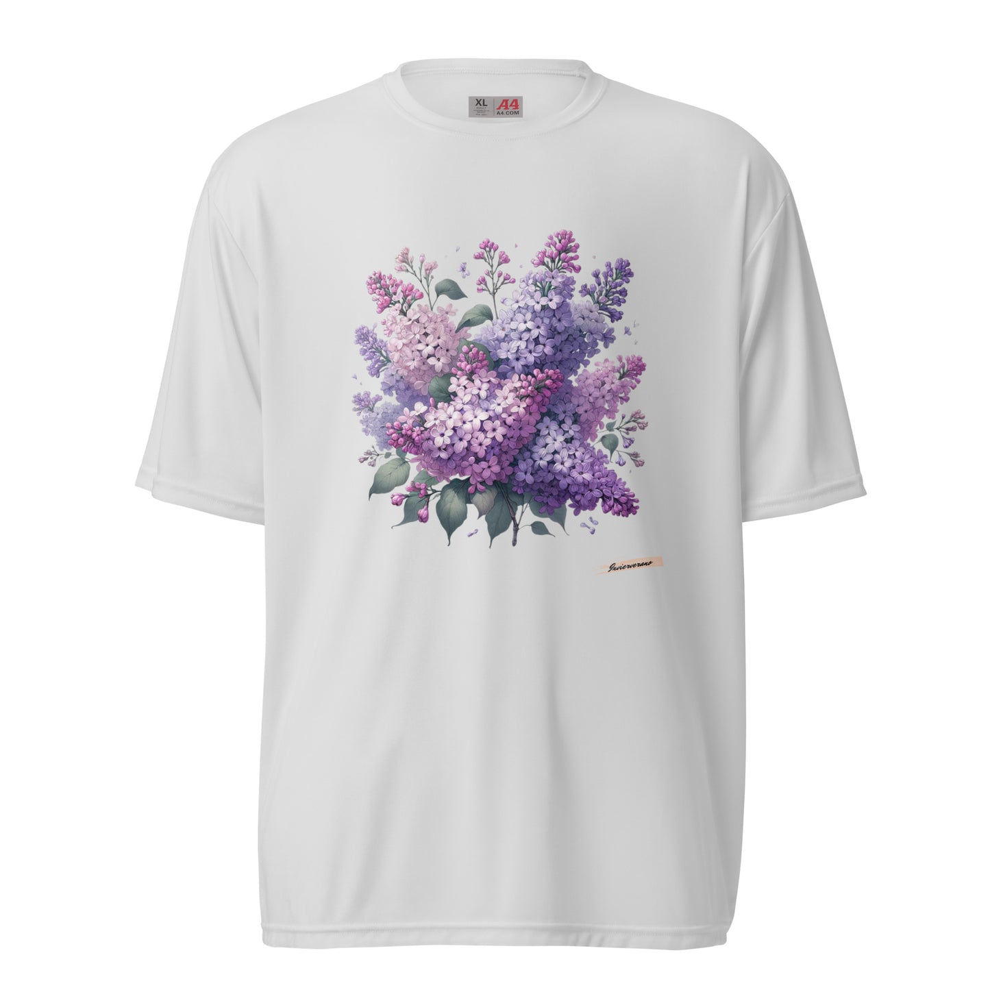 Unisex performance crew neck t-shirt Flower 3 Lilac