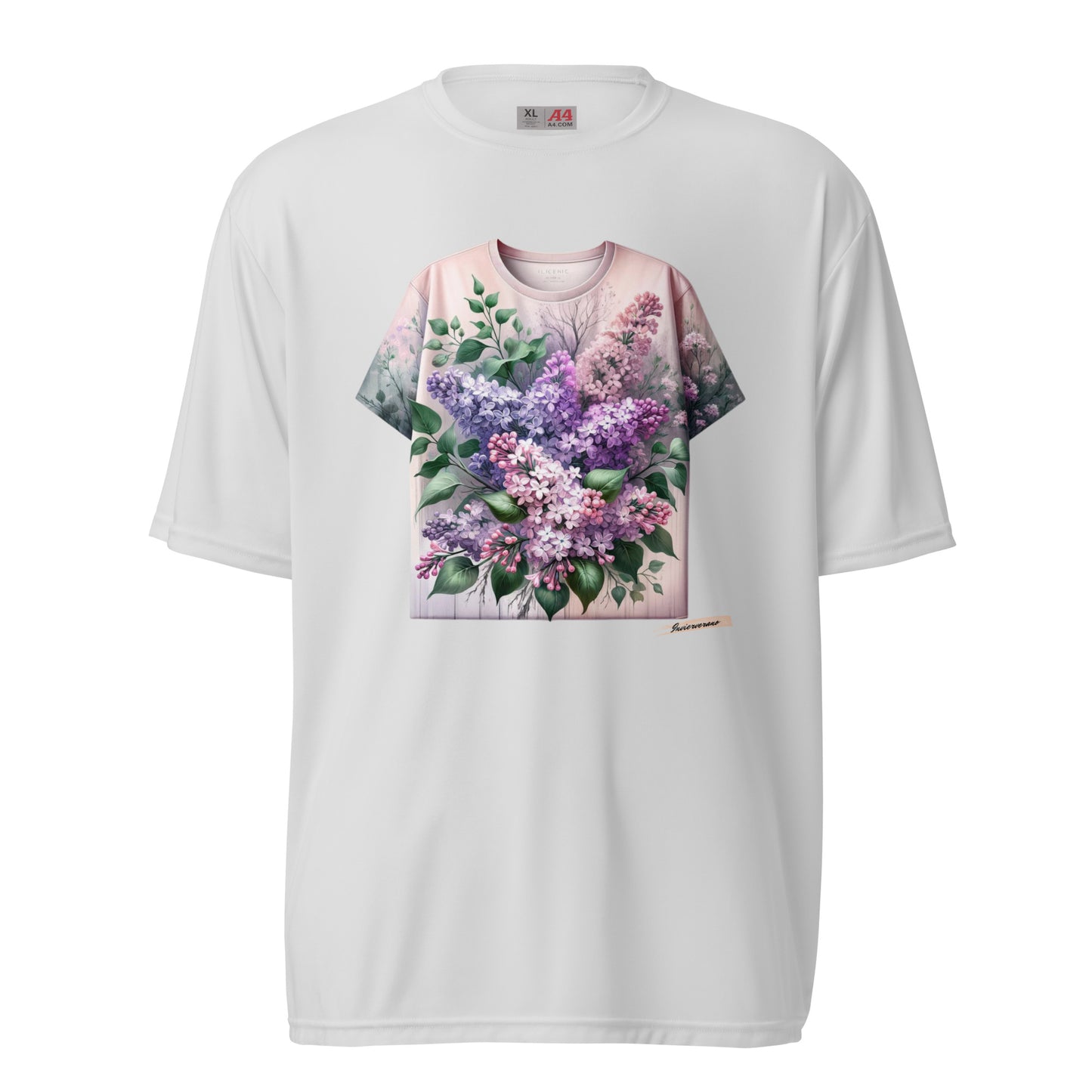 Unisex performance crew neck t-shirt Flower 4 Lilac