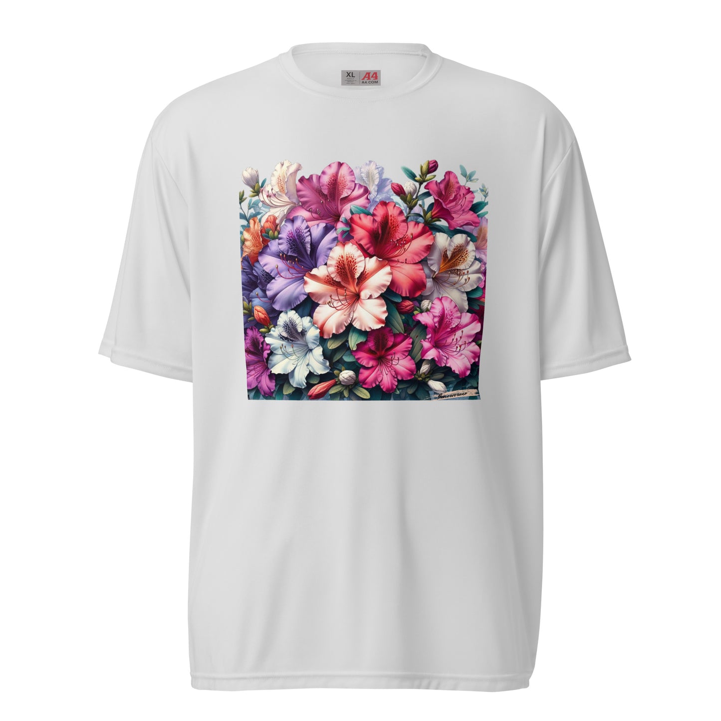 Unisex performance crew neck t-shirt Flower 5 Azalea