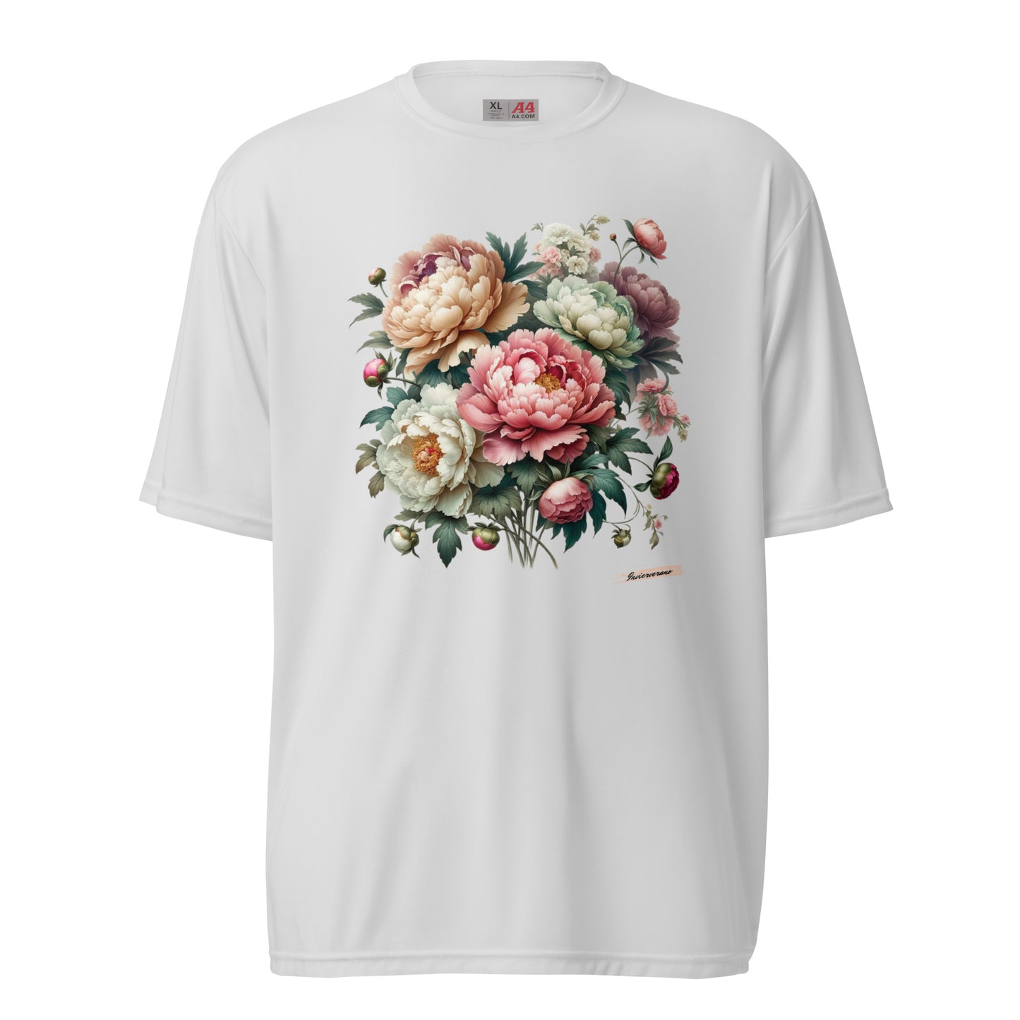 Unisex performance crew neck t-shirt Flower 7 Peony