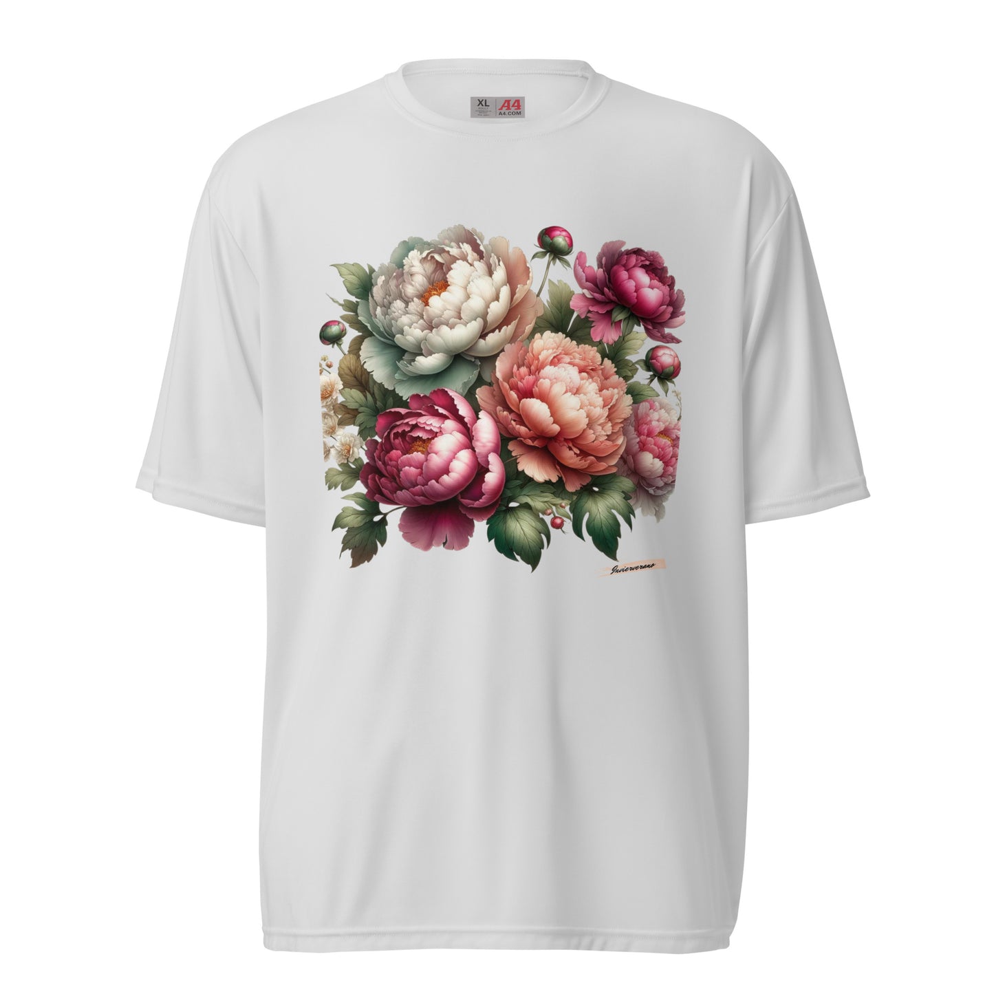 Unisex performance crew neck t-shirt Flower 8 Peony