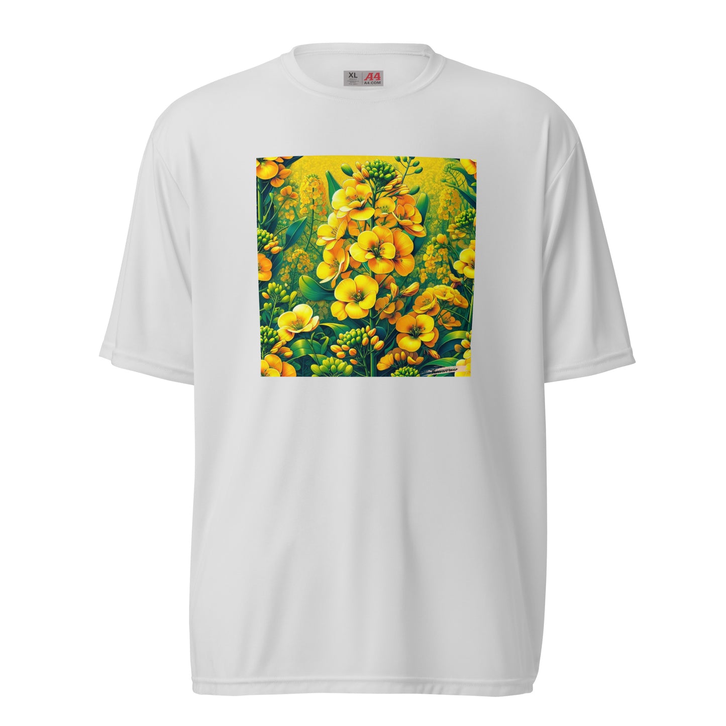 Unisex performance crew neck t-shirt Flower 15 Rapeseed