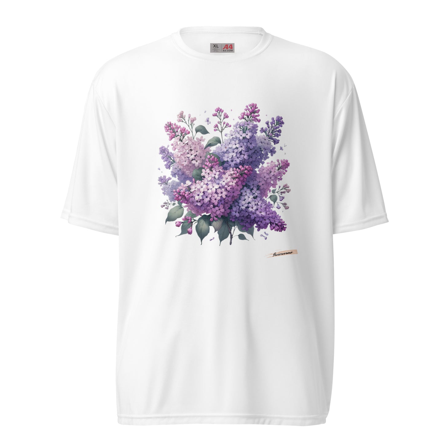 Unisex performance crew neck t-shirt Flower 3 Lilac