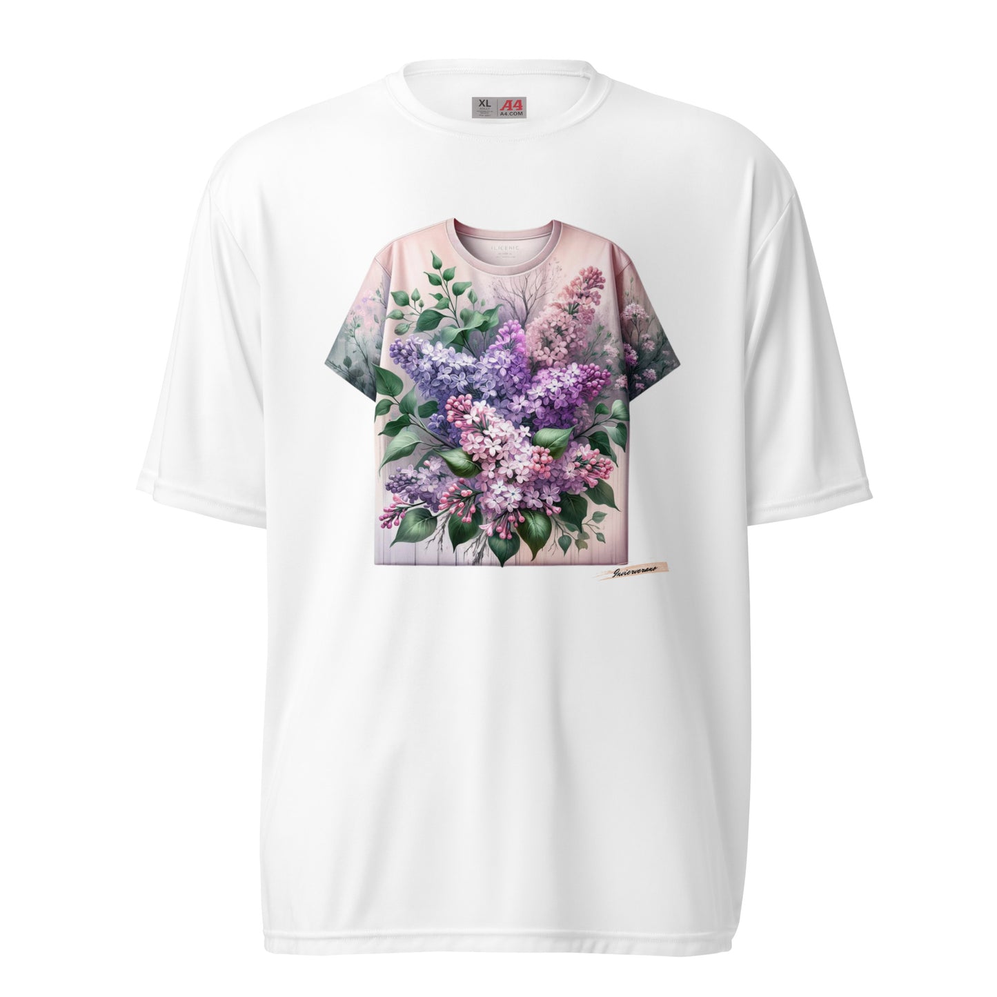 Unisex performance crew neck t-shirt Flower 4 Lilac