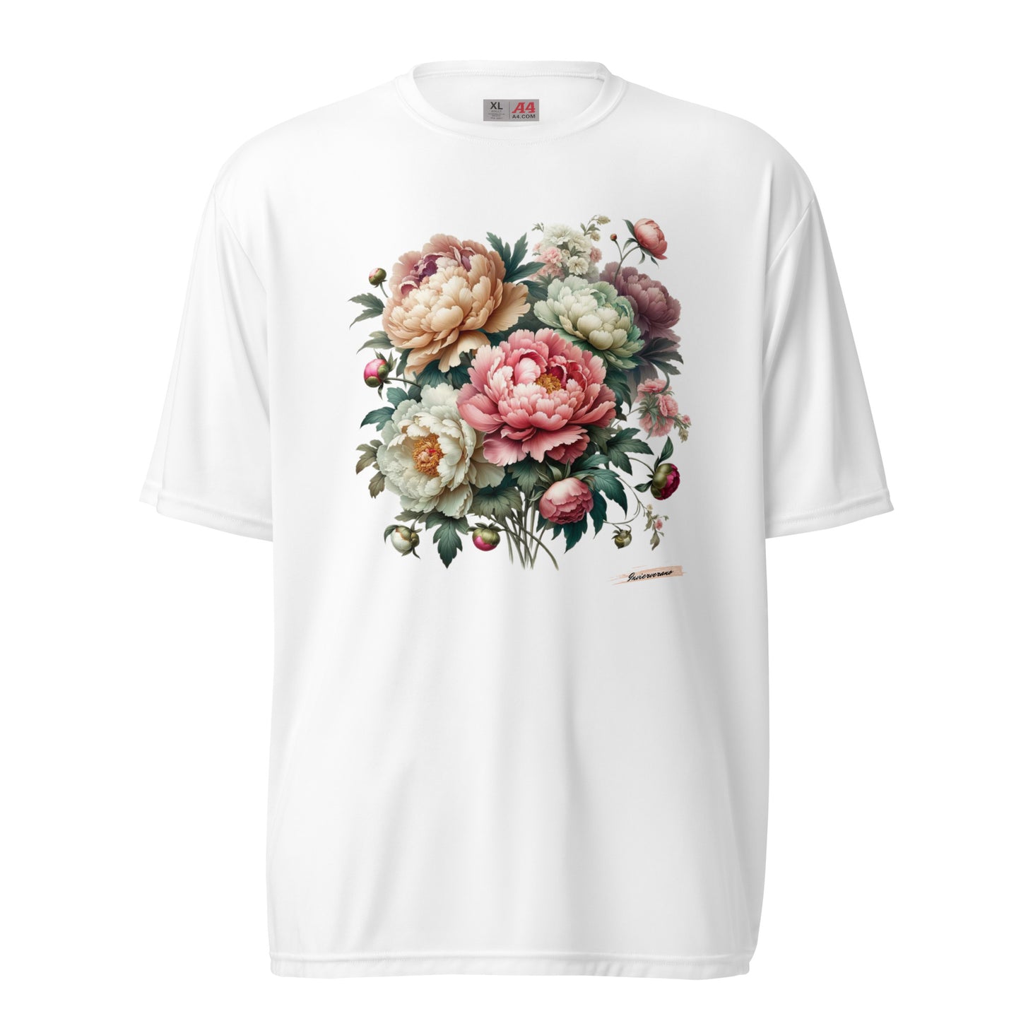 Unisex performance crew neck t-shirt Flower 7 Peony