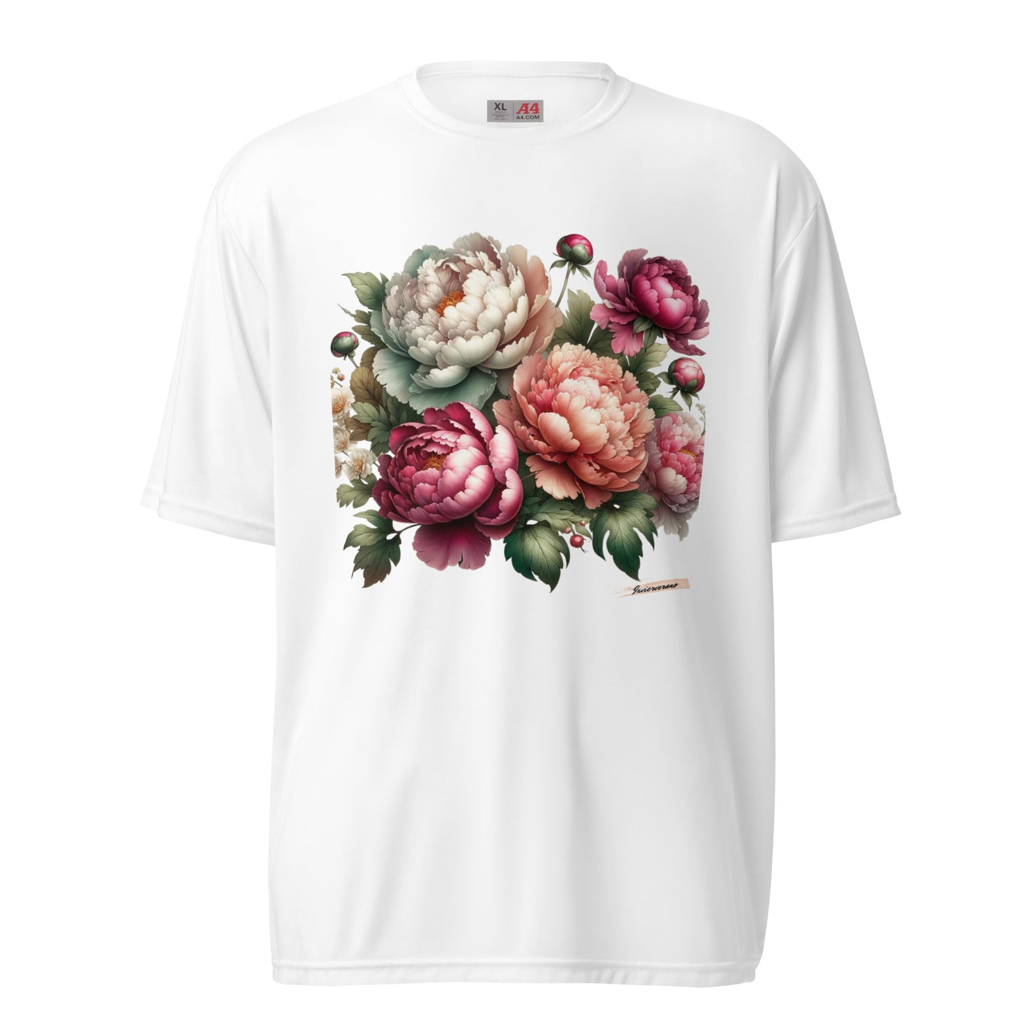 Unisex performance crew neck t-shirt Flower 8 Peony