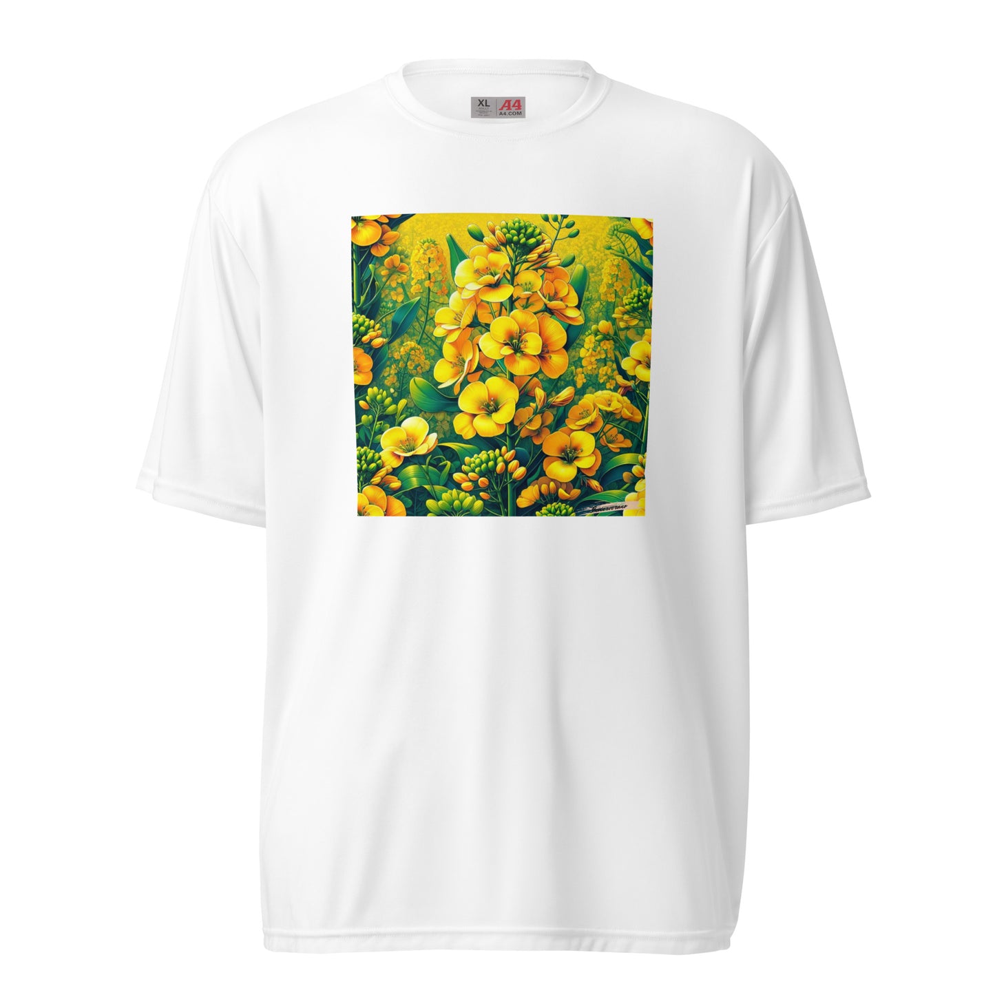 Unisex performance crew neck t-shirt Flower 15 Rapeseed