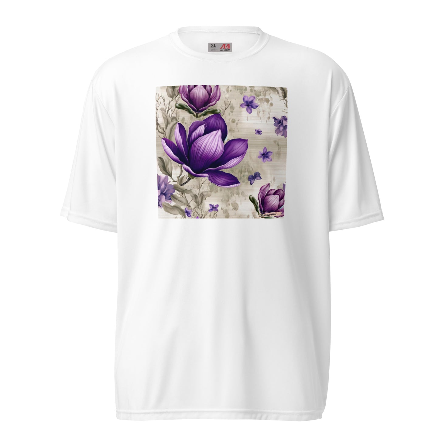 Unisex performance crew neck t-shirt Flower 25 Magnolia Purple