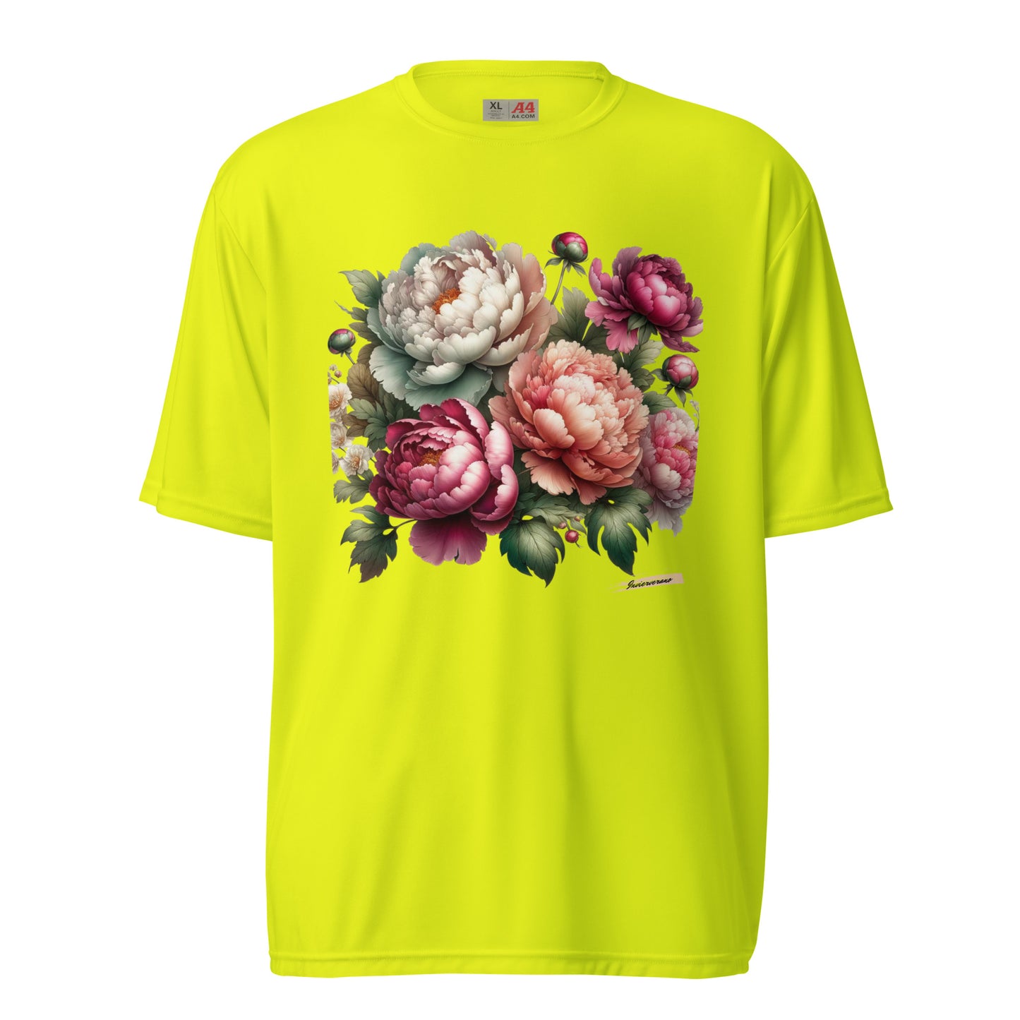 Unisex performance crew neck t-shirt Flower 8 Peony